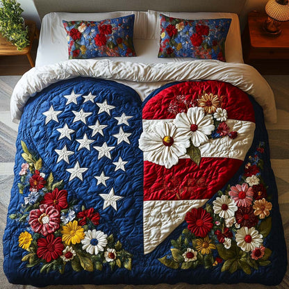 Freedom Heart 3-Piece Quilted Bedding Set NCU0NT7517