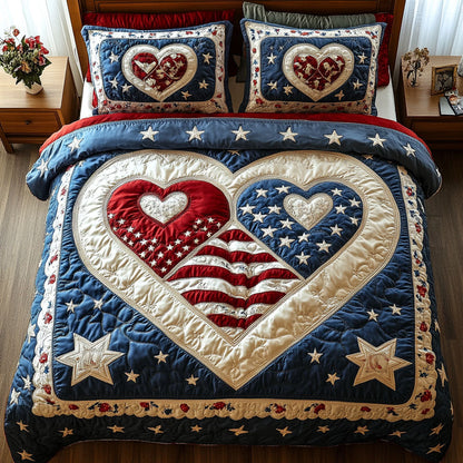 Freedom Hearts 3-Piece Quilted Bedding Set NCU0NT7402