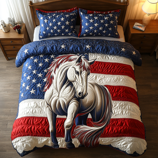 Freedom Stallion 3-Piece Quilted Bedding Set NCU0VH4211