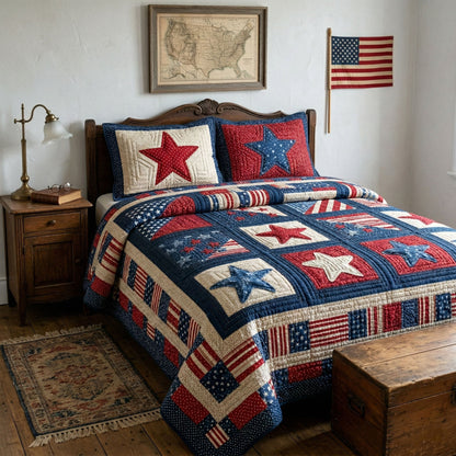 Freedom Star 3-Piece Quilted Bedding Set NCU0NT12363