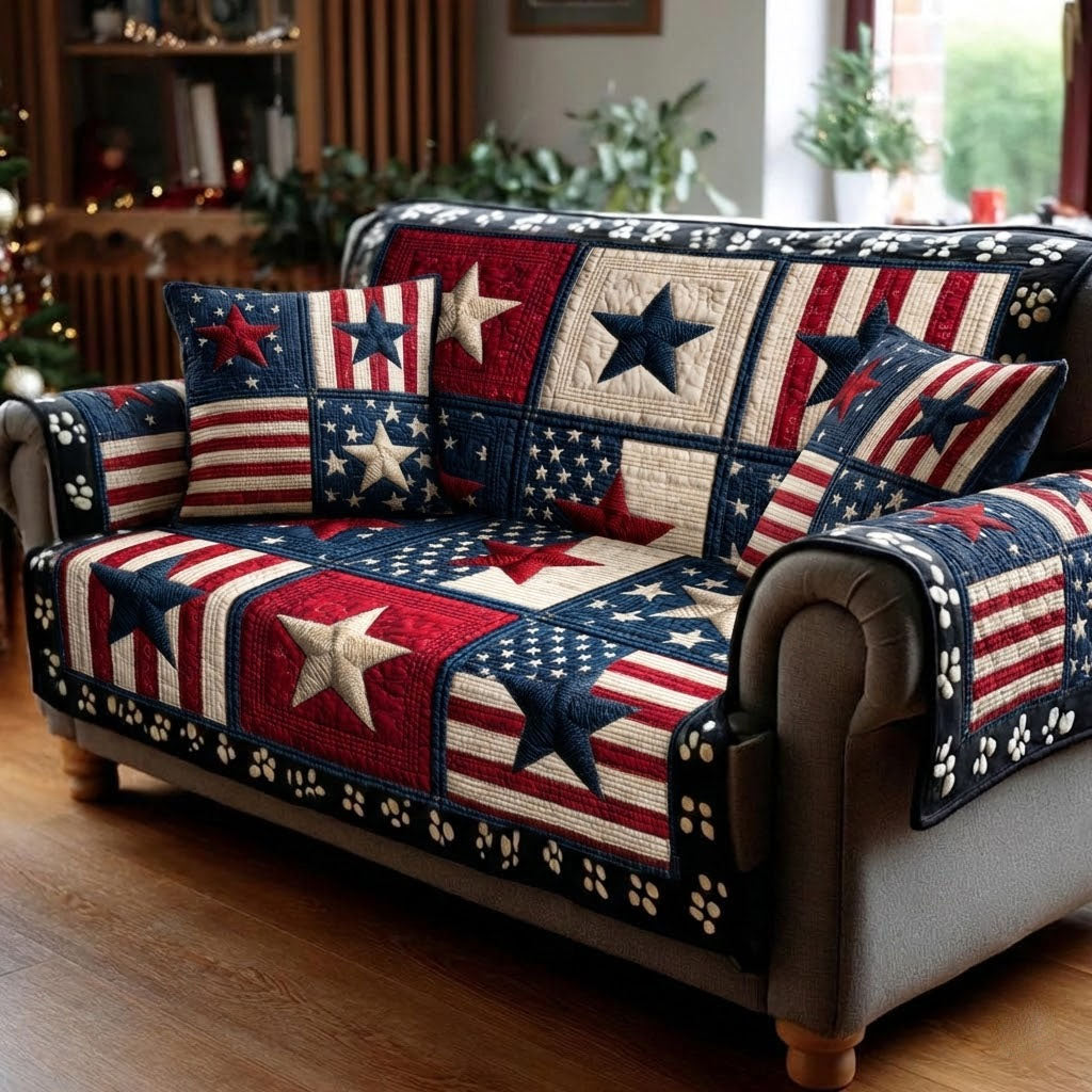 Freedom Stars Quilted Sofa Cover NCU0DK12013