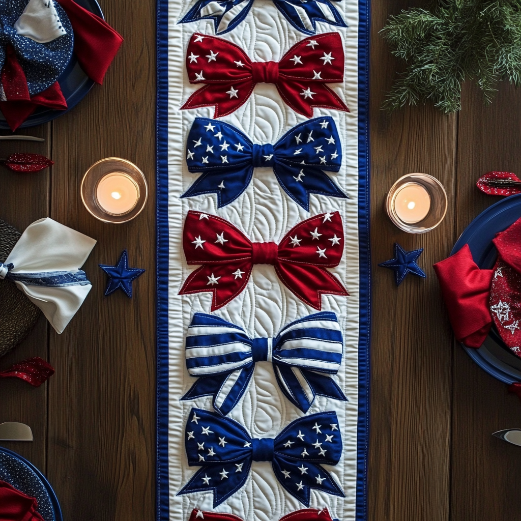 Freedom Stars Quilted Table Runner NCU0VH5933