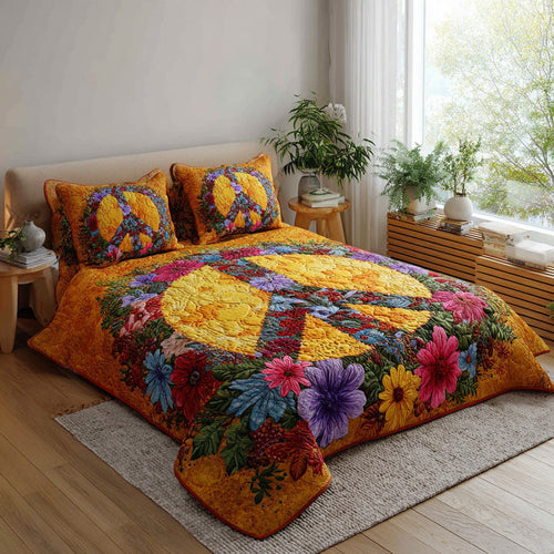 Freeflower Vibes 3-Piece Quilted Bedding Set NCU0VL3304