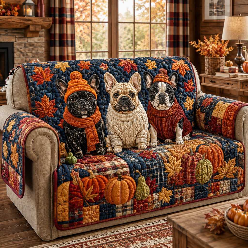 French Bulldog Ember Quilted Sofa Cover NCU0HH2110