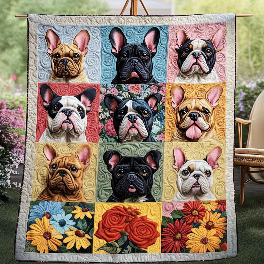 French Bulldog Frenzy Quilted Blanket NCU0PT4187
