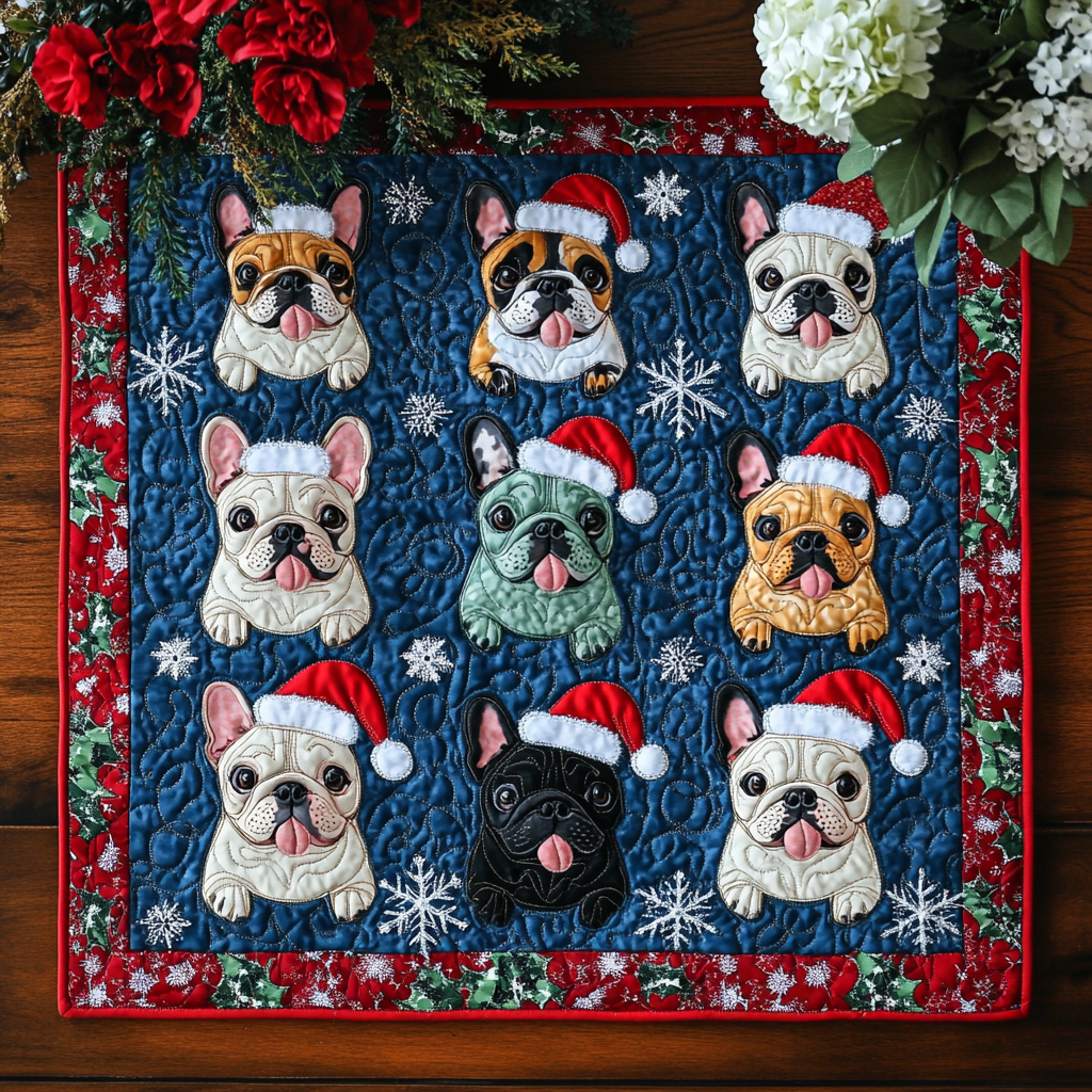 French Bulldog Holiday Spirit Quilted Place Mat NCU0DK1964