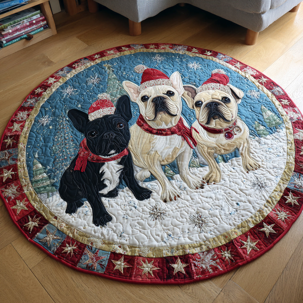 French Bulldog Paws Quilted Round Mat NCU0HH731