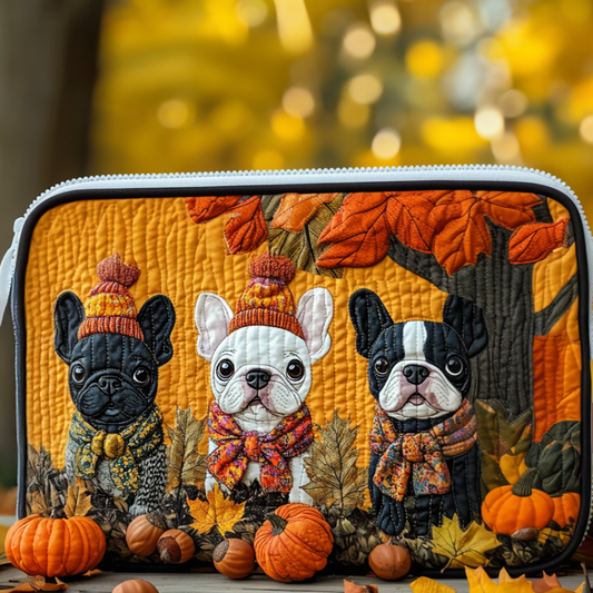 Frenchie Fall Quilted Zipper Pouch NCU0DV7130