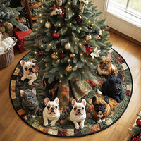 Frenchie Holiday Spirit Quilted Christmas Tree Skirt NCU0DV7968