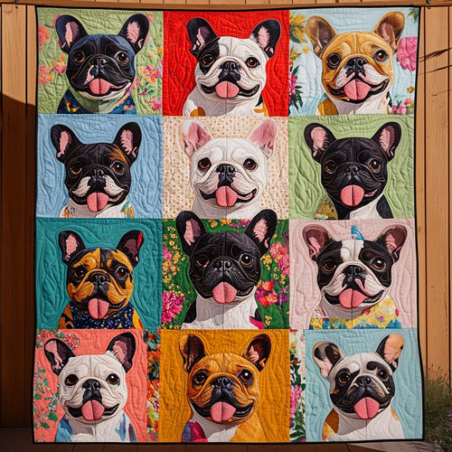 Frenchie Charm Quilted Blanket NCU0NT1333