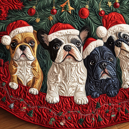 Frenchie Charm Quilted Christmas Tree Skirt NCU0PT2438