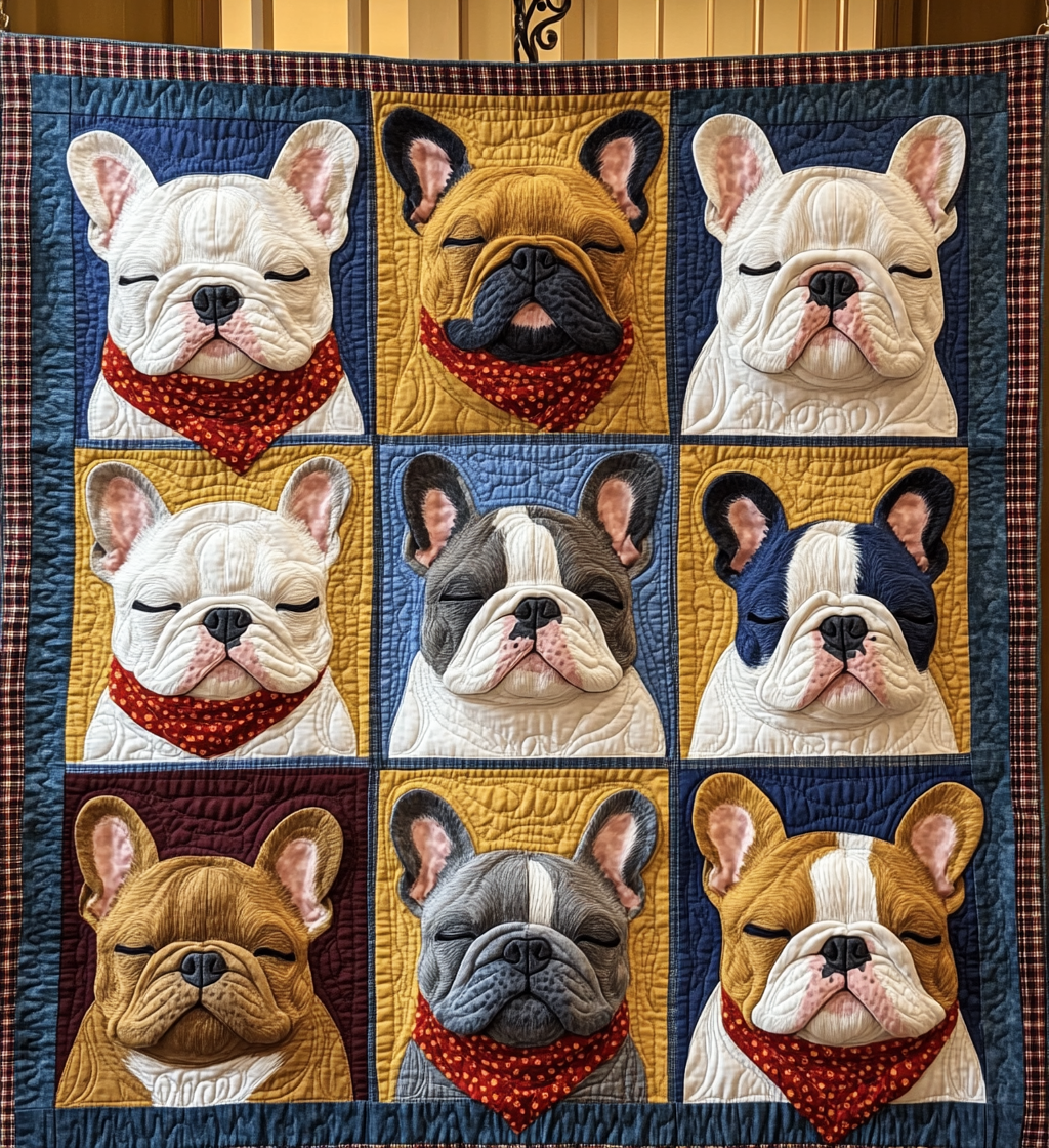 Frenchie Collection Quilted Blanket NCU0DV1006