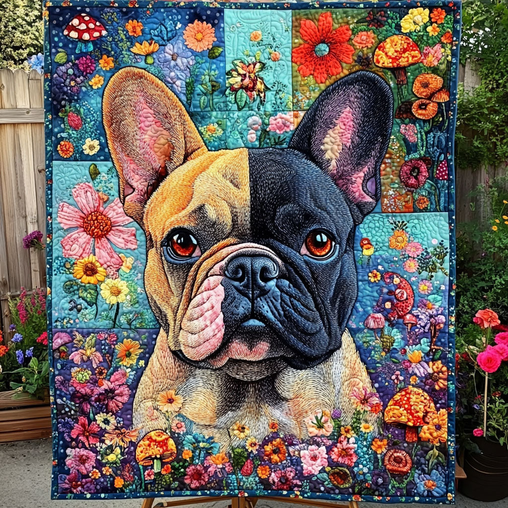 Frenchie Fantasy Quilted Blanket NCU0PT4188