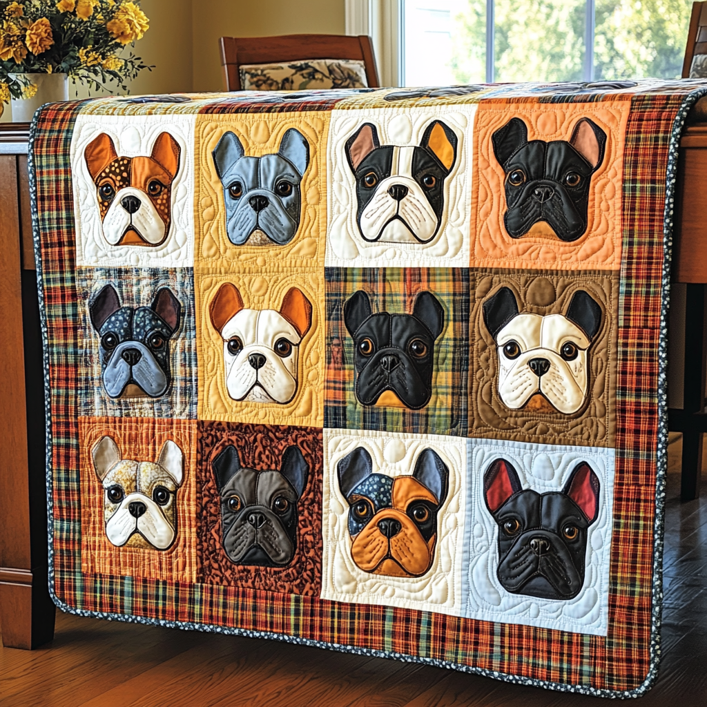 Frenchie Flair Quilted Blanket NCU0DK1269