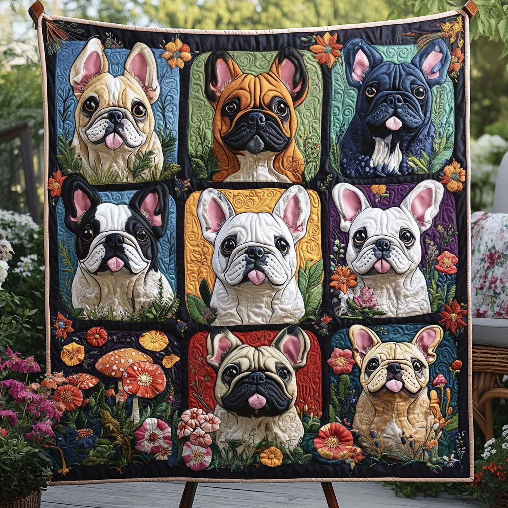 Frenchie Fuzz and Fun Quilted Blanket NCU0PT4189