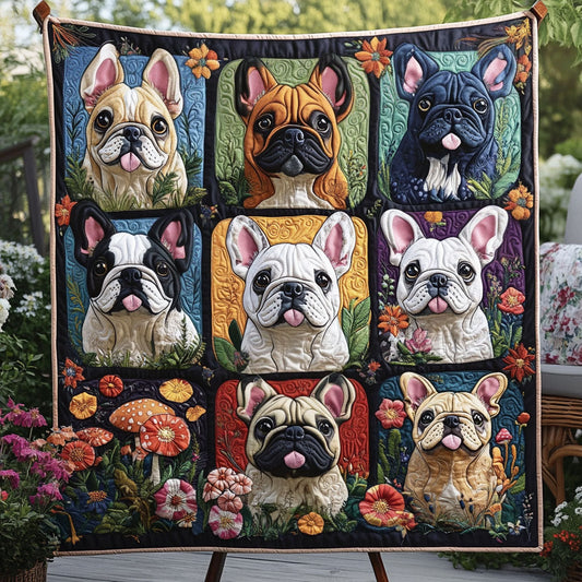 Frenchie Fuzz and Fun Quilted Blanket NCU0PT4189