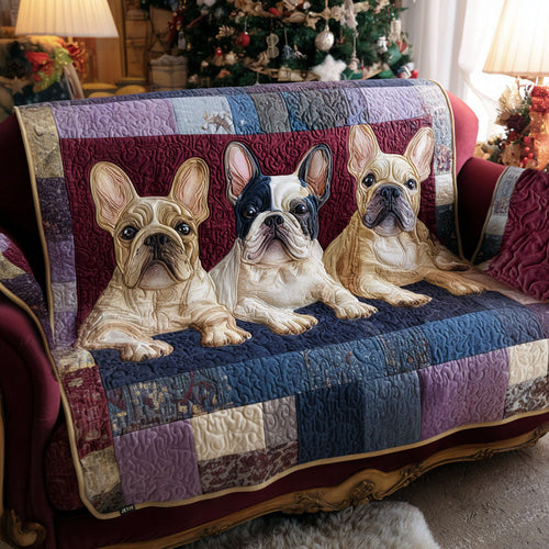 Frenchie Love Quilted Sofa Cover NCU0PT9919