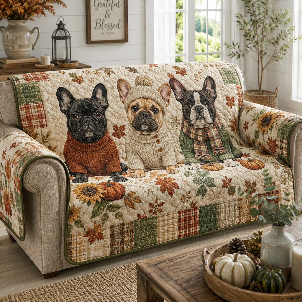 Frenchie Rustic Charm Quilted Sofa Cover NCU0HH2113