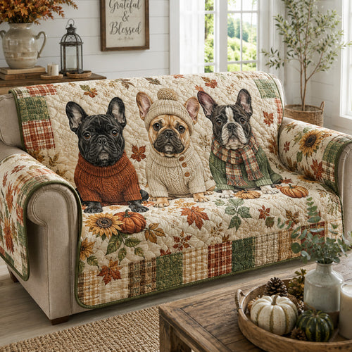 Frenchie Rustic Charm Quilted Sofa Cover NCU0HH2113