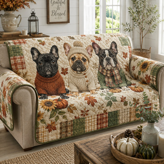 Frenchie Rustic Charm Quilted Sofa Cover NCU0HH2113