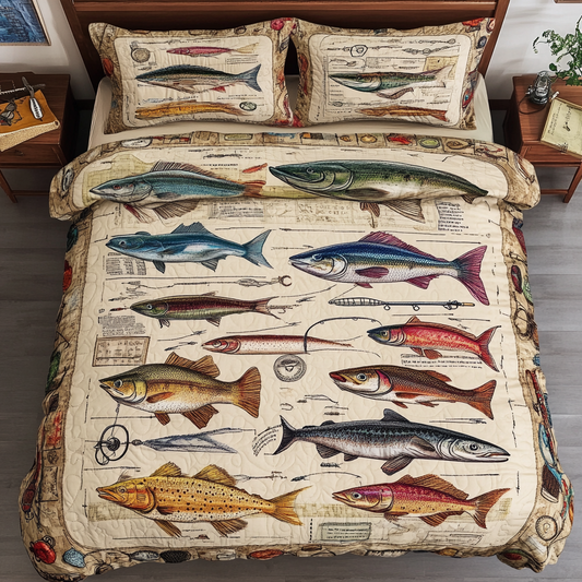 Fresh Bait 3-Piece Quilted Bedding Set NCU0VL2265