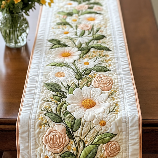 Fresh Blossoms Quilted Table Runner NCU0VL2013