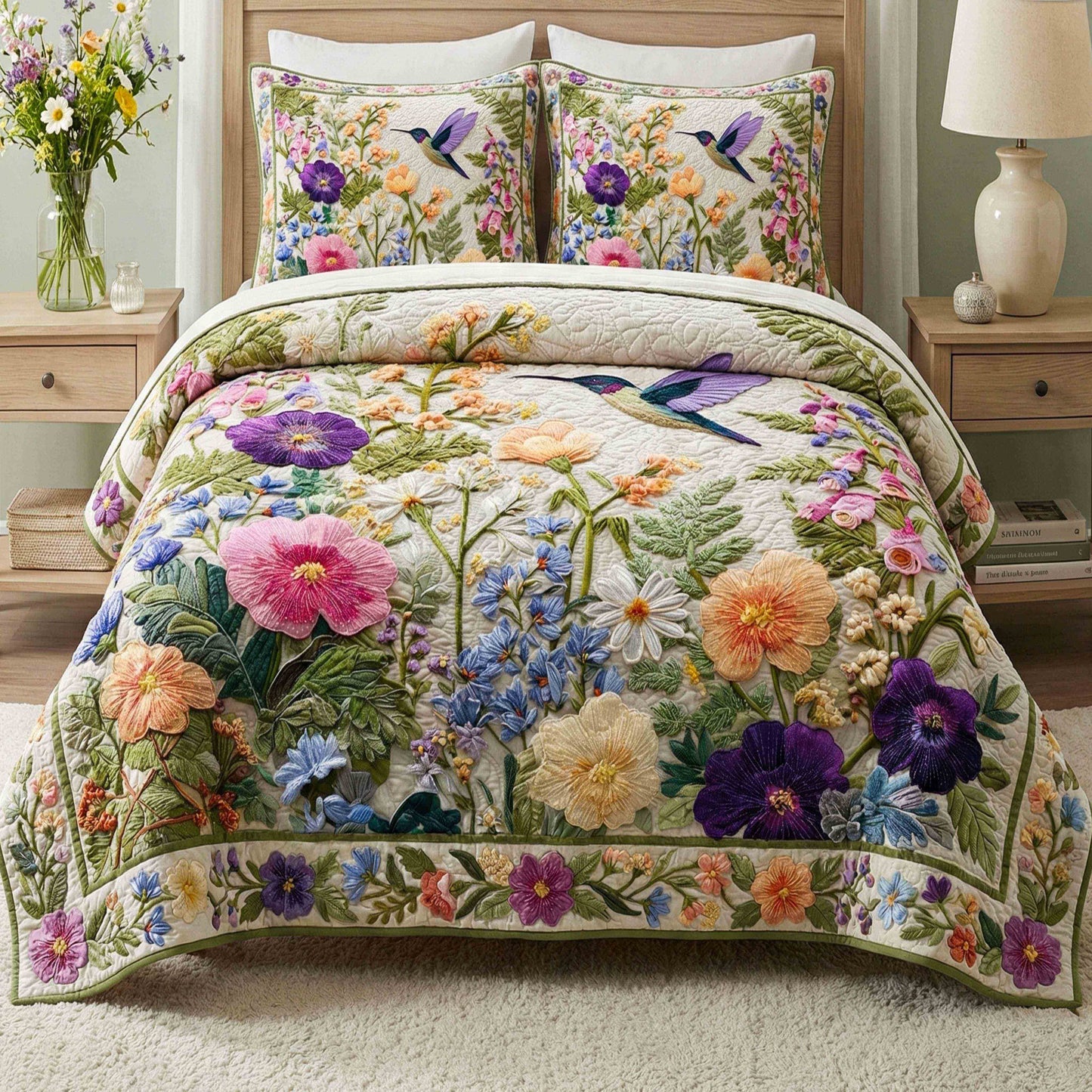 Spring 3-Piece Quilted Bedding Set NCU0VT375