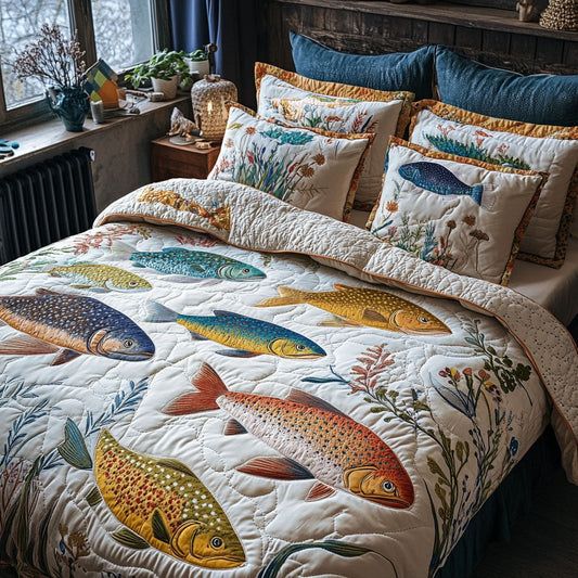 Freshwater Dreams 3-Piece Quilted Bedding Set NCU0PT5298