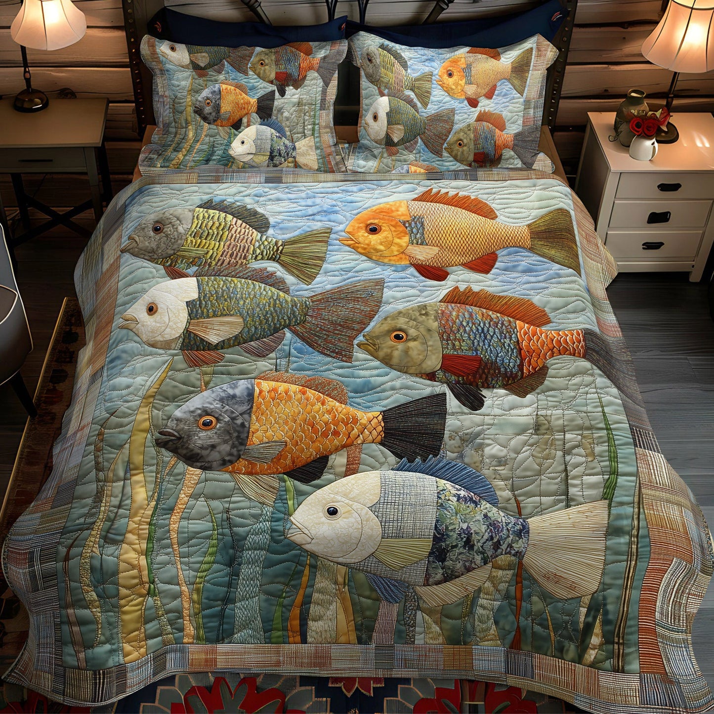 Freshwater Glow 3-Piece Quilted Bedding Set NCU0PT6949