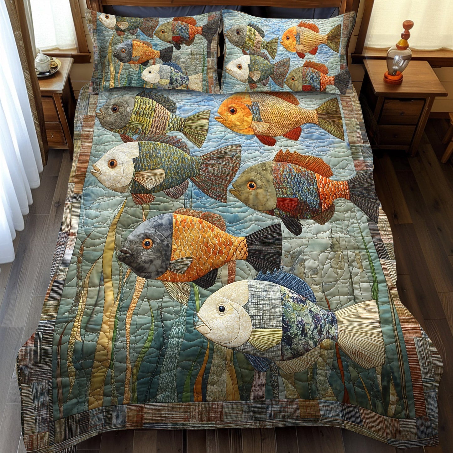 Freshwater Glow 3-Piece Quilted Bedding Set NCU0PT6949