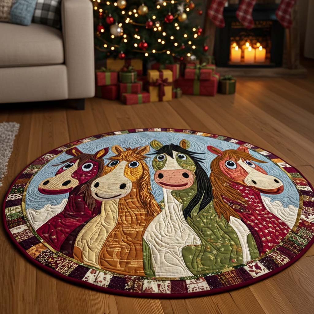 Friendly Colts Quilted Round Mat NCU0NT11568