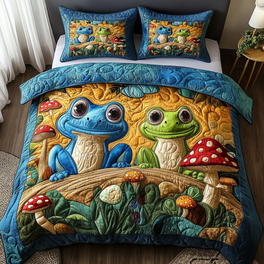 Friendly Frog Duo 3-Piece Quilted Bedding Set NCU0NT3141