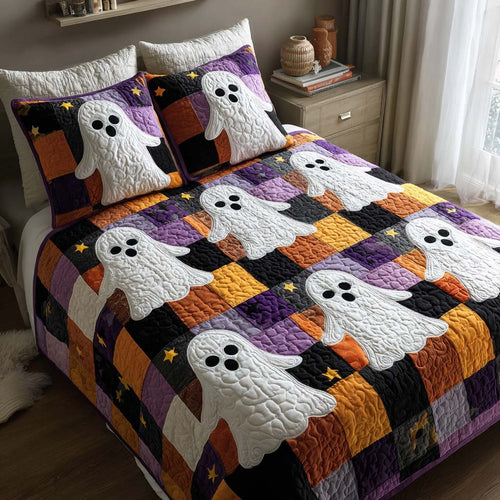 Friendly Ghosts 3-Piece Quilted Bedding Set NCU0NT9590