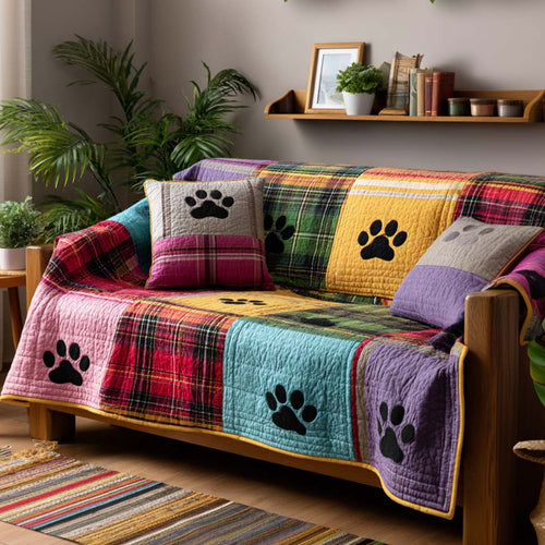 Friendly Paw Quilted Sofa Cover NCU0NT11725
