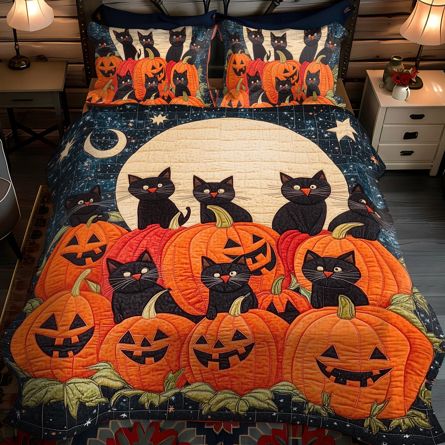 Fright Night Fun 3-Piece Quilted Bedding Set NCU0DV952