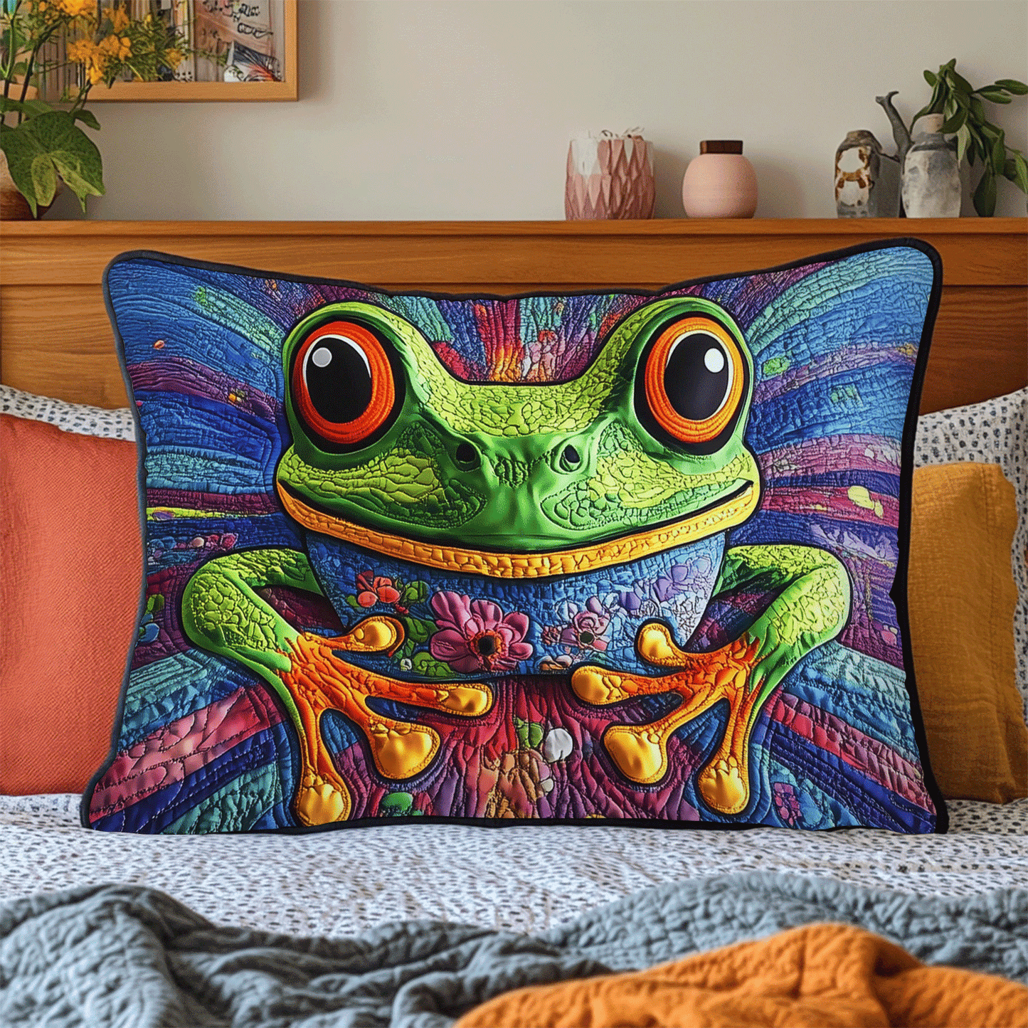Frog Whisperer Quilted Bedding Pillow Case NCU0DV3324