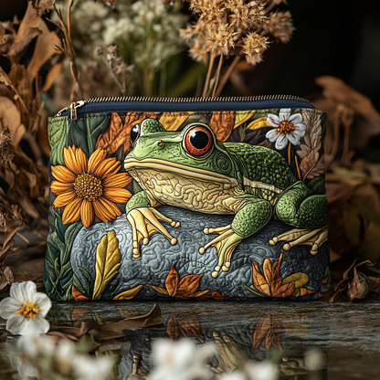 Frog Charm Quilted Zipper Pouch NCU0DK9521