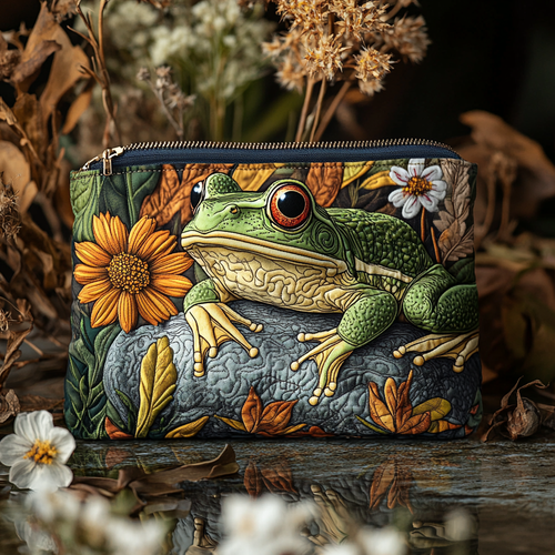 Frog Charm Quilted Zipper Pouch NCU0DK9521