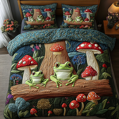 Frog Haven 3-Piece Quilted Bedding Set NCU0VH2317