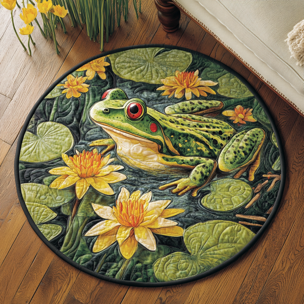 Frog Haven Quilted Round Mat NCU0VH5253
