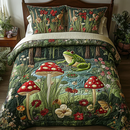 Frog Leap 3-Piece Quilted Bedding Set NCU0DK7510
