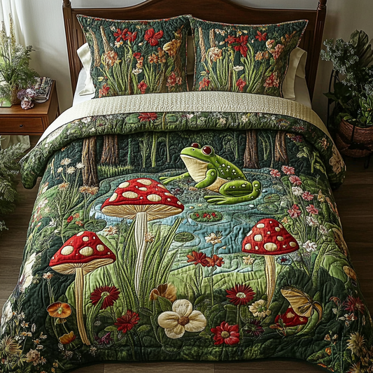Frog Leap 3-Piece Quilted Bedding Set NCU0DK7510