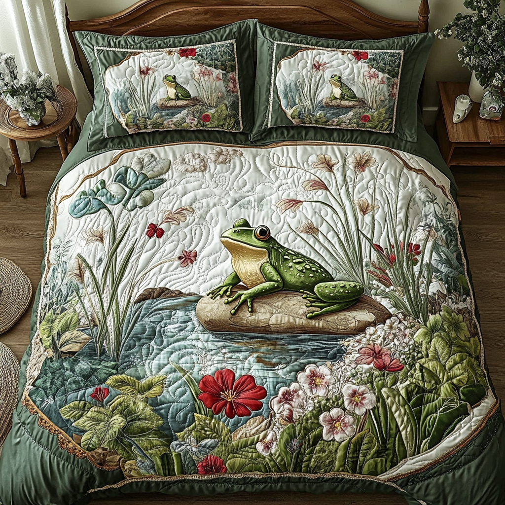 Frog Pond 3-Piece Quilted Bedding Set NCU0DK7513