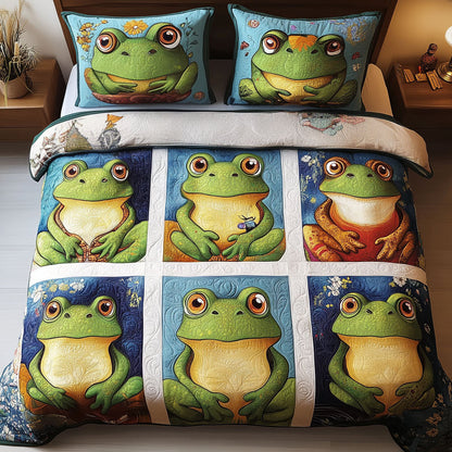Frog Portraits 3-Piece Quilted Bedding Set NCU0NT3228