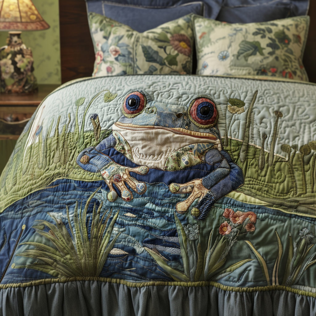 Frog Symphony 3-Piece Quilted Bedding Set NCU0VH5782