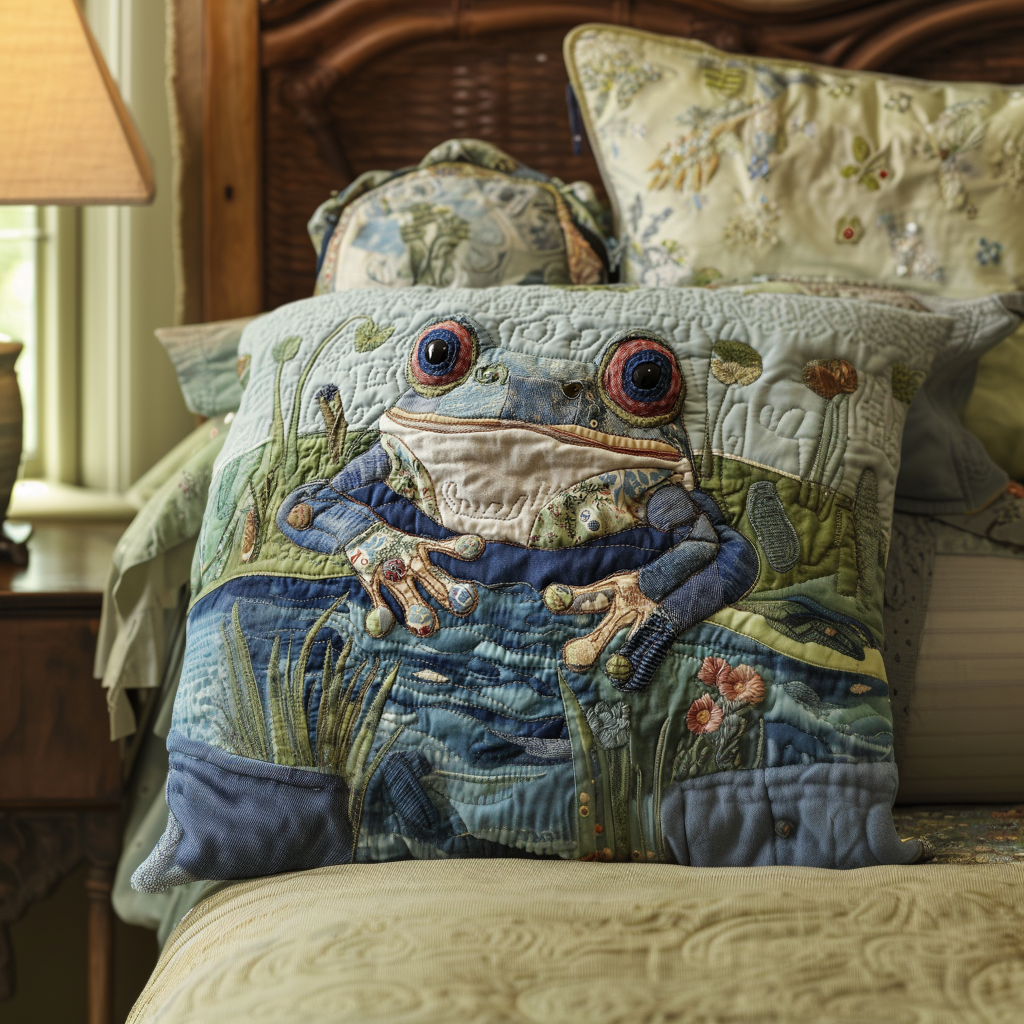 Frog Symphony Quilted Pillow Case NCU0VH5807