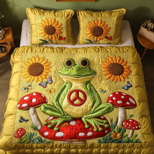 Frog Vibes 3-Piece Quilted Bedding Set NCU0DK7901