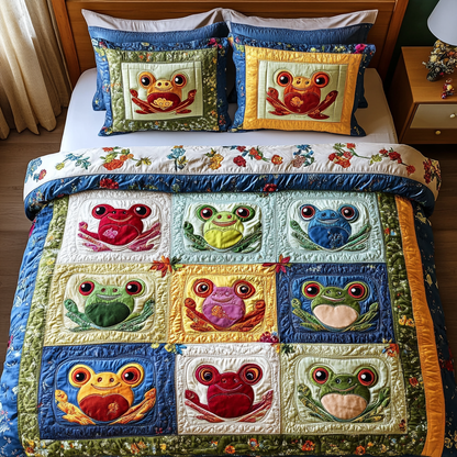 Froggy Bliss 3-Piece Quilted Bedding Set NCU0VH2314