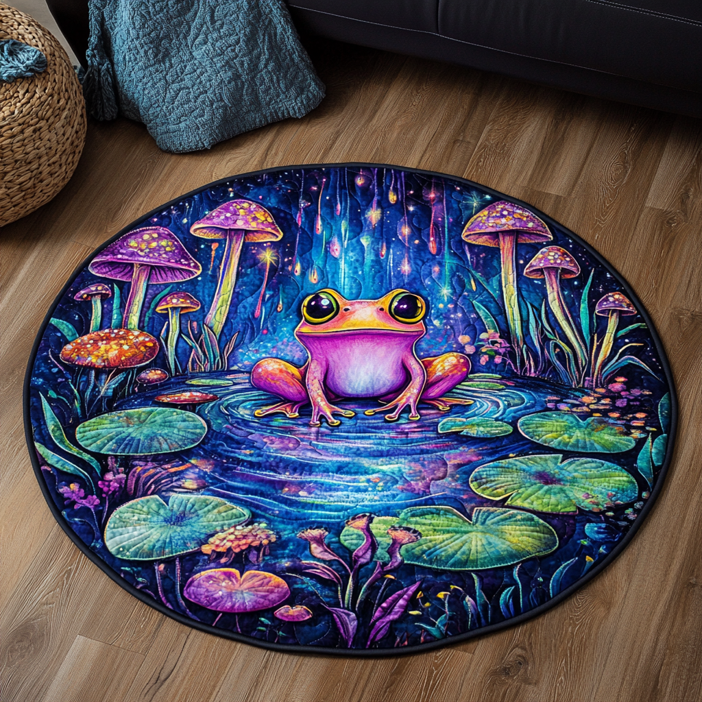 Froggy Bloom Quilted Round Mat NCU0VH5968