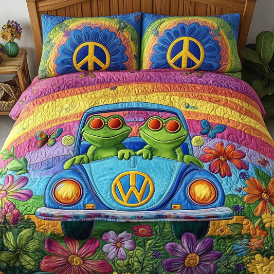 Froggy Journey 3-Piece Quilted Bedding Set NCU0VH4978